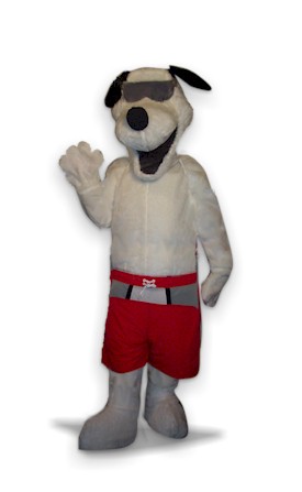custom dog mascot waving